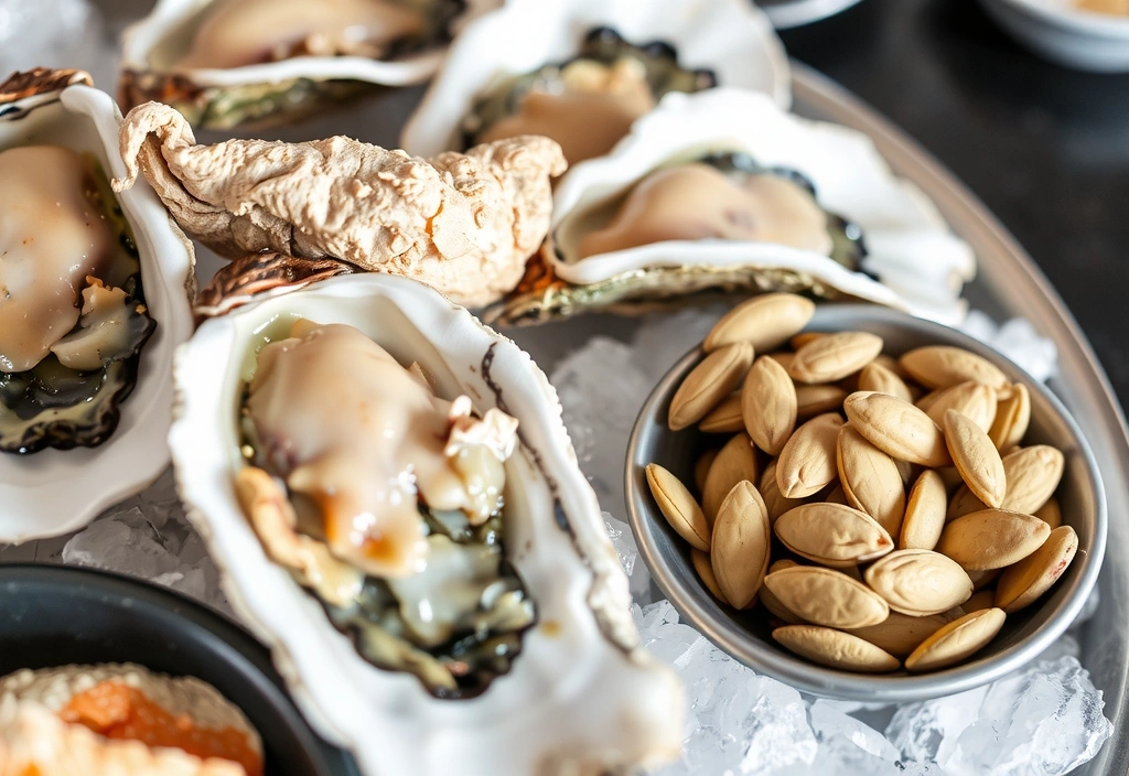 Ostras y semillas de calabaza, fuentes ricas en Zinc